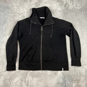 Woolrich Sweatshirt Womens L Full Zip Cotton Black Mock Neck Shacket